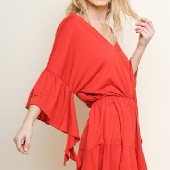 SALE ๐ Fall Sunset flowing bell ruffle romper - Picture 3 of 4